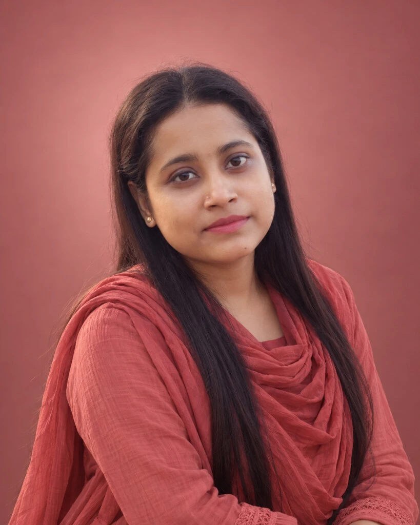 Israt Jahan Raha, graphic designer and founder of RAHA, in her studio portrait